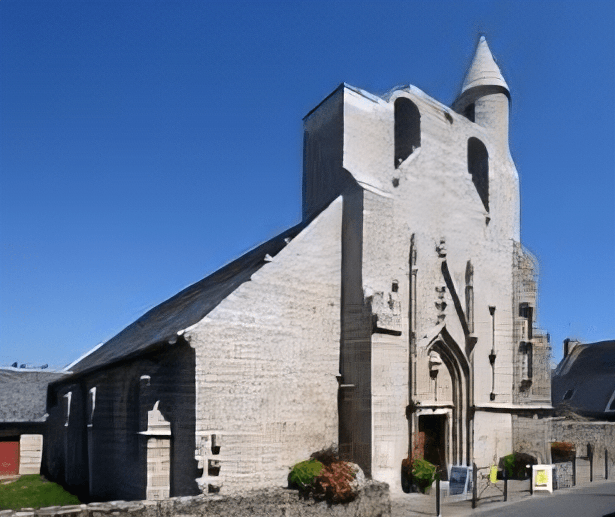 Chapelle Sainte-Thumette dominant la plage de Kérity.